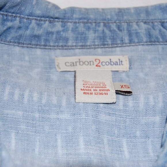 Carbon 2 Cobalt patterned split-back chambray shirt - Picture 5 of 7